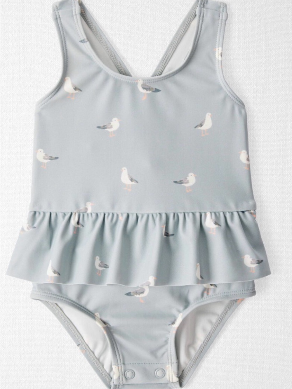 Carters little planet Light Gray Seagull Print Ruffle One-Piece Swimsuit